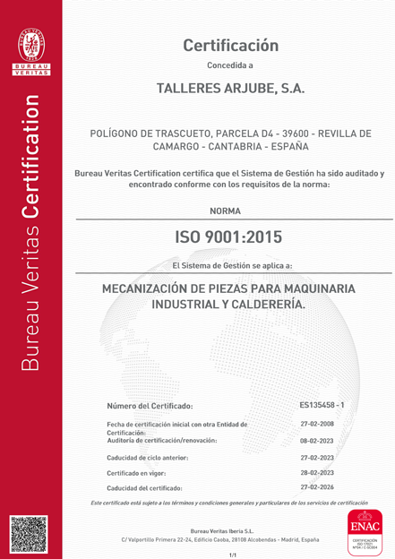 Certificado ISO 9001:2015